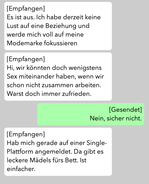 WhatApp Chat-Verlauf zischen Volker und Marlies